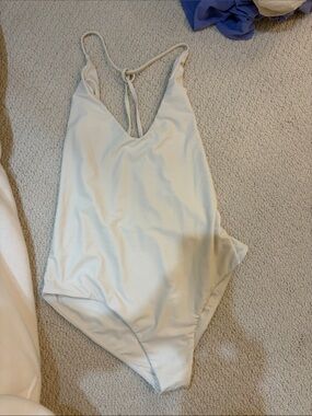 Mikoh Cream V-Neck One-Piece Swimsuit